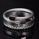 Cuffed Roman Numeral Men's Bracelet Set